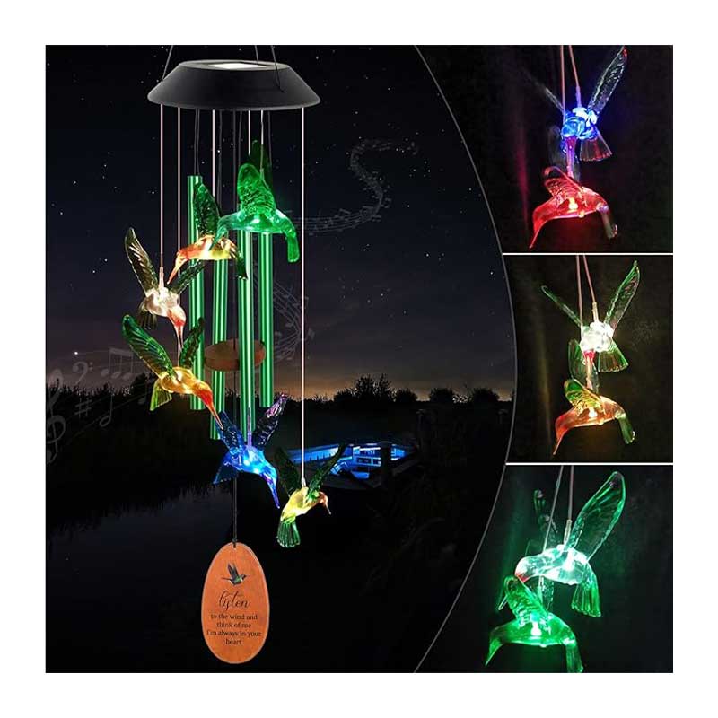 MARCHIORI-Solar-Wind-Chimes2 آویز تزیینی طرح باد زنگ مدل پرنده دارای پنل خورشیدی برند MARCHIORI - Image 1