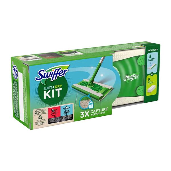 کیت کف شوی 8 دستمال خشک و 3 دستمال مرطوب برند Swiffer