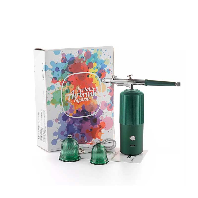 Airbrush-Kit-with-Compressor2 پمپ ایربراش شارژی پرتابل با لوازم مدل اسپری تفنگی برند foreverLily - Image 1