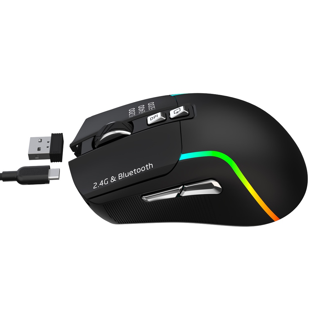 Green Lion Rechargeable Gaming Mouse - Black ماوس گیمینگ شارژی مدل Rechargeable Gaming برند Green Lion - Image 1