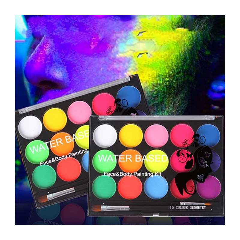 Face-Body-Paint,-Fluorescent-Face-Body-Paint8 پالت سایه چشم 15 رنگ برند Fyearfly - Image 1