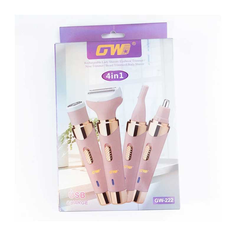4 ست اصلاح موی بدن بانوان 4 کاره مدل gw222 برند GW - Image 1