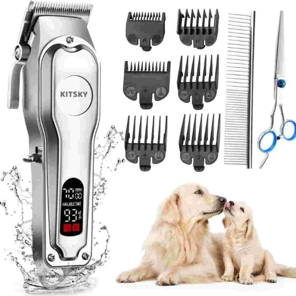 ماشین اصلاح حیوانات مدل  kitsky 8004 همراه با 6 شانه ماشین اصلاح و قیچی و شانه مخصوص
