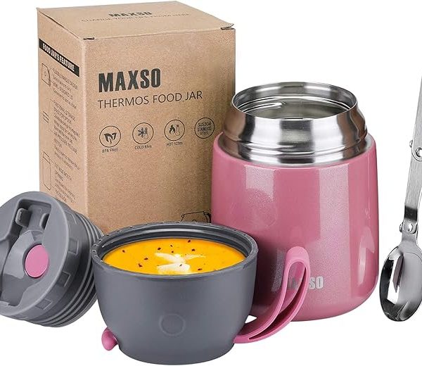 ظرف غذای 0.5 لیتری maxso SH860-5A7A برای نگهداری غذاهای داغ همراه با قاشق