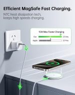 شارژر مغناطیسی AMSKY سازگار با Apple Magsafe، شارژر بی‌سیم ۱۵ واتی برای آیفون، شارژر سفید - Image 8
