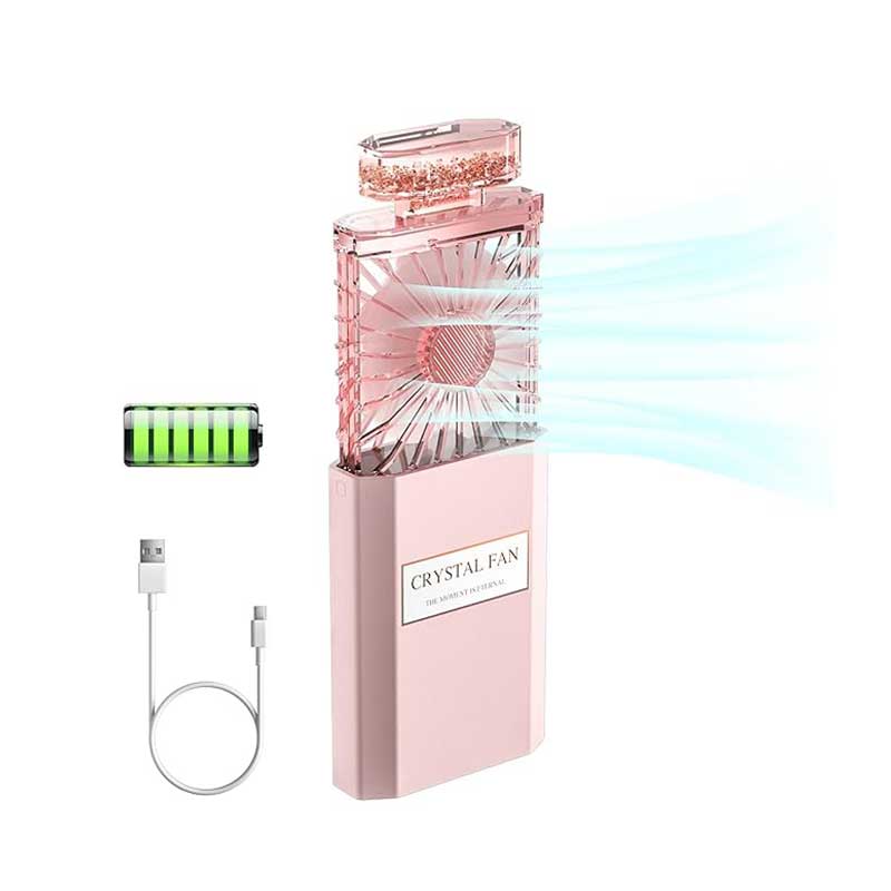 LIGHTDESIRE-Lady-USB-Mini-Handheld-Fan7 پنکه دستی همراه سنگ کریستال مدل PCXS-XFS برند LIGHTDESIRE صورتی - Image 1