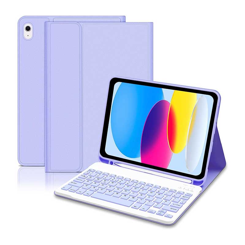 Lielax-iPad-10th-Generation-Case-711 قاب کیبورد بلوتوثی 9.7/10.1 اینچی برند BlinkCat (بنفش) - Image 1