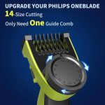 شانه محافظ برای Philips One Blade، شانه دقیق 14 در 1 قابل تنظیم با محافظ بدن، محافظ پوست، ضمائم برای اصلاح، نظافت، با 14 تنظیم طول - تصویر 2