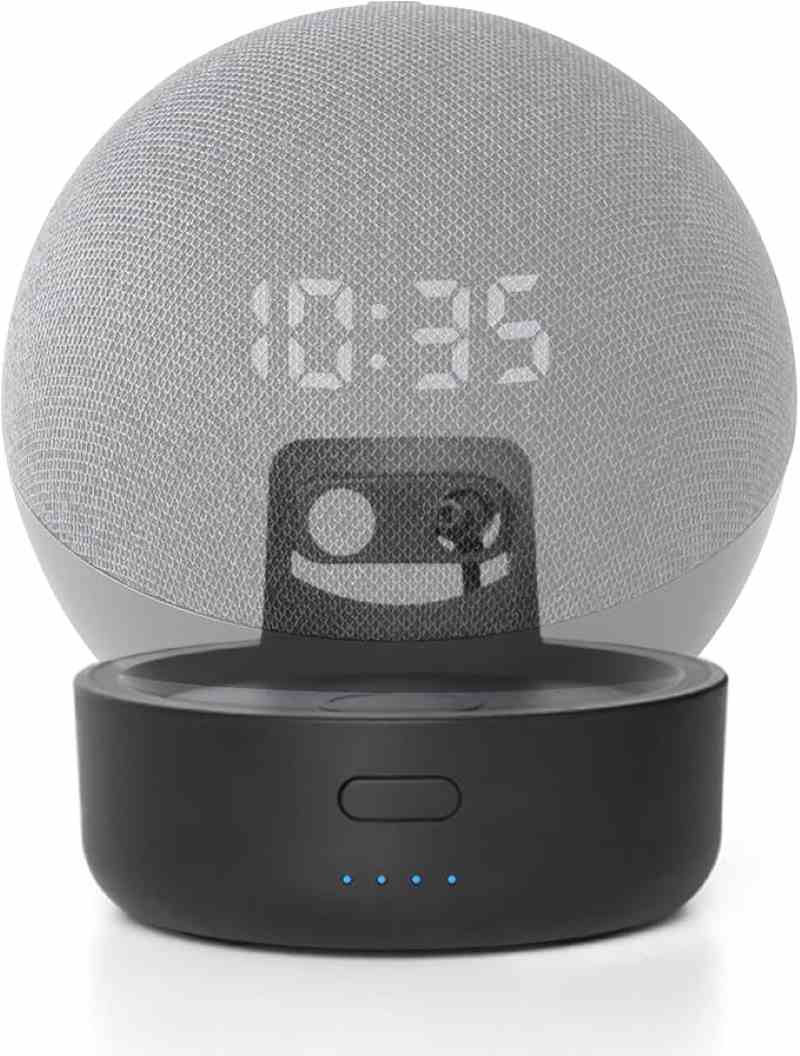 71MiFPpsnL._AC_SX679_.jpg پایه باتری GGMM D4 Echo Dot برای Echo Dot نسل چهارم (با Dot 5 یا بزرگتر Echo 4 سازگار نیست، شامل بلندگو نمیشود)، پایه بیسیم Alexa Echo Dot 4، تا 7 ساعت پخش، مشکی - Image 1