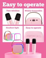 اسپیکر بلوتوثی کارائوکه RGB با ۲ میکروفون بی‌سیم - Image 4