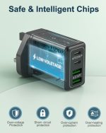 شارژر دیواری ۴۰ وات ۴ پورت فست شارژ (USB C و USB A) - Image 5