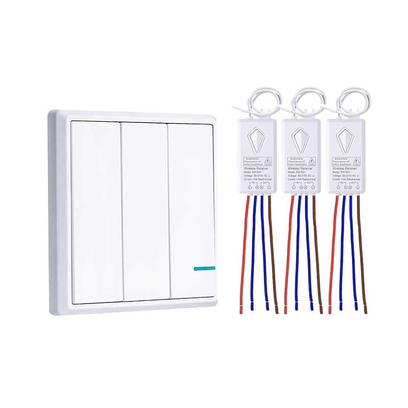 Wireless-Light-Switch05 کلید دیواری بیسیم 3 کاناله برند Thinkbee مدل R01 - Image 1