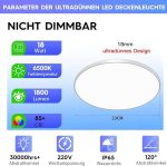 چراغ سقفی NUODIFAN LED، چراغ سقفی 18 وات، چراغ سقفی حمام IP65 - تصویر 5