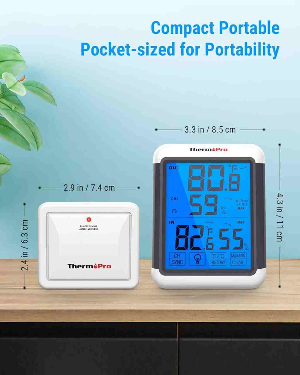 6-20.jpg دما سنج ، رطوبت سنج و ساعت دیجیتالی ThermoPro مدل TP65 - Image 1