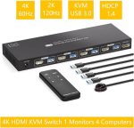 سوئیچ 4K   KVM HDMI برای ۱ مانیتور، ۴ کامپیوتر، EDID، 4K 60Hz - Image 9