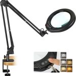 ذره‌بین چراغ دار رو میزی VEEMAGNI سایز  12X 5 اینچی با نور و پایه