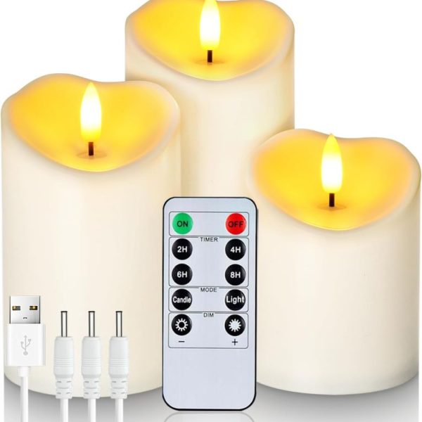 شمع‌ LED بدون شعله سه تایی قابل شارژ Homemory