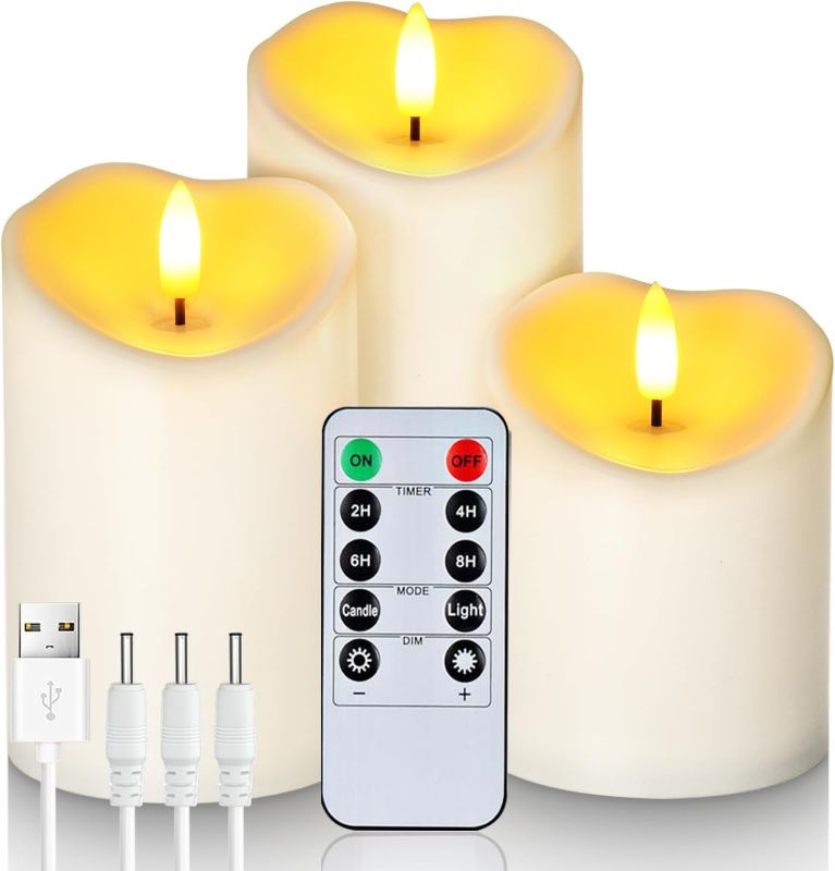 1-44.jpg شمع LED بدون شعله سه تایی قابل شارژ Homemory - Image 1