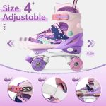اسکیت‌ خطی قابل تنظیم SULIFEEL Rainbow Unicorn دخترانه با چرخ‌های نورانی - Image 3