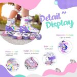 اسکیت‌ خطی قابل تنظیم SULIFEEL Rainbow Unicorn دخترانه با چرخ‌های نورانی - Image 6