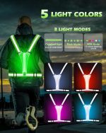 جلیقه دوچرخه سواری و موتور سواری بازتابنده LED برند AEFIR مدل V010 - Image 6