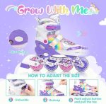 اسکیت‌ خطی قابل تنظیم SULIFEEL Rainbow Unicorn دخترانه با چرخ‌های نورانی - Image 7