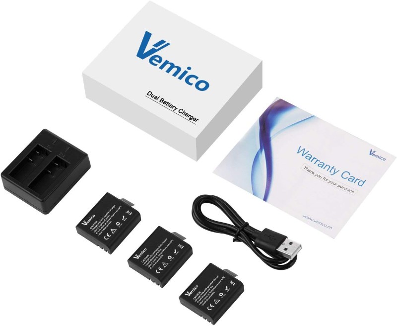 7-109-1.jpg باتری دوربین اکشن Vemico، 3 عدد باتری دوربین اکشن ورزشی - Image 1