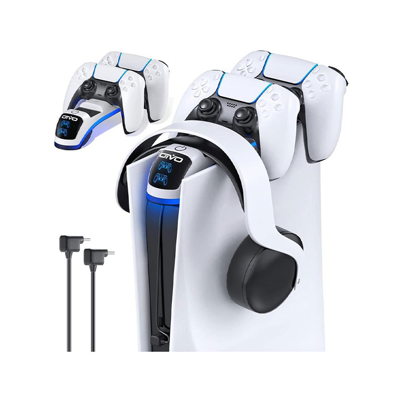 PS5-fast-charging-stand-with-OIVO-headset-holder.jpg استند شارژ سریع PS5 با نگهدارنده هدست OIVO - Image 1