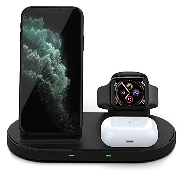 ایستگاه شارژ سریع 15 واتی بی سیم 3 در 1 برای اپل برای iPhone و iWatch و Airpods