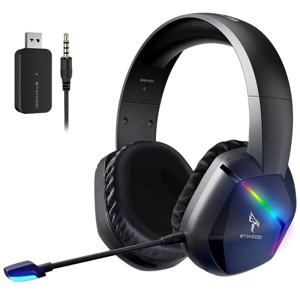 هدست گیمینگ بی سیم Stincoo 2.4G RGB برای PS4 PS5 رایانه شخصی با میکروفن
