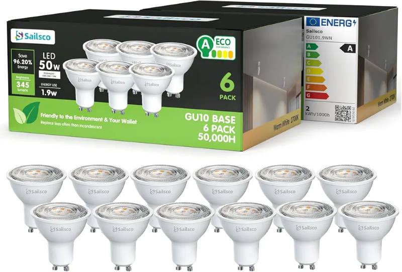 1-112.jpg لامپ هالوژن LED مدل GU10 کلاس A معادل ۵۰ وات برند sailsco بسته 6 عددی - Image 1
