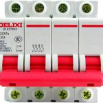 فیوز و کلید مینیاتوری چهار پل 63 آمپر برندDELIXI مدل DZ47s C40 4P 40A