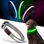 قلاده سگ چراغ‌دار - قلاده سگ LED چند رنگ، USB-C قابل شارژ با نشانگر باتری