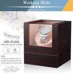 دستگاه کوک ساعت برند Mineesi جعبه نمایش ساعت‌های چرخشی چوبی نوبل - Image 9