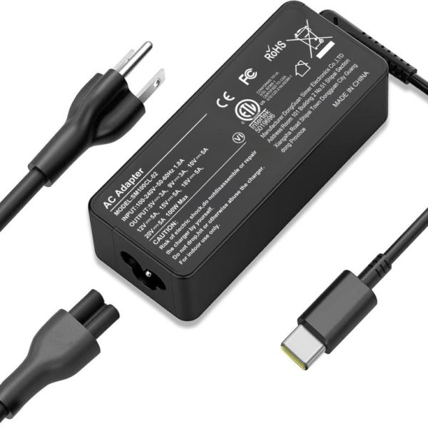 شارژر لپ تاپ USB C آداپتور 100 وات AC برای Lenovo، ThinkPad، HP، Asus، Acer، MacBook، MSI، Dell، Toshiba، Chromebook