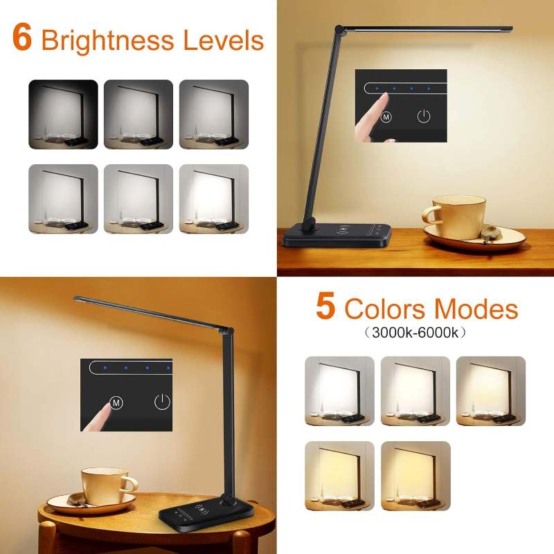 717M1Gs84lL._AC_SL1500_.jpg چراغ رومیزی whicow weareok با قابلیت تنظیم نور LED، محافظ چشم، چراغ رومیزی ۵ رنگ و ۶ سطح روشنایی - Image 1